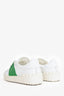 Valentino White/Green Leather Rockstud Sneakers Size 35