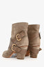 Christian Dior Beige Suede Leather Buckle Detail Ankle Boots Size 35.5