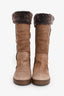 Louis Vuitton Brown Suede Leather Shearling Lined Boots Size 35