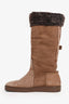 Louis Vuitton Brown Suede Leather Shearling Lined Boots Size 35