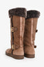 Louis Vuitton Brown Suede Leather Shearling Lined Boots Size 35