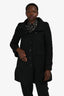 Burberry Black Wool/Cashmere Ruffled Hem Coat Size 8