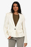Burberry White Cotton Blend Single Button Blazer Size 8 US