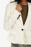 Burberry White Cotton Blend Single Button Blazer Size 8 US