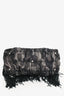 Prada Black Nylon/Leather Fringe Camouflage Print Shoulder Bag with Strap