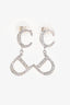 Christian Dior Silver Tone Metal Crystal Embellished 'CD' Ear Pendants