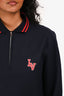 Louis Vuitton 2017 Navy/Red Wool Long Sleeve Polo Top Size M