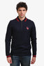 Louis Vuitton 2017 Navy/Red Wool Long Sleeve Polo Top Size M Mens
