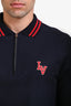 Louis Vuitton 2017 Navy/Red Wool Long Sleeve Polo Top Size M Mens