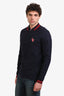 Louis Vuitton 2017 Navy/Red Wool Long Sleeve Polo Top Size M Mens