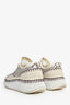 Chloe White/Burgundy Woven Knit 'Nama' Sneakers Size 39