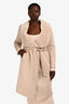 Mackage Beige Wool Belted Fur Trim 'Sybil' Coat Size L
