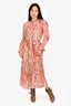 Zimmermann Pink/Multicolor Floral Print Sheer Maxi Belted Dress with Slip Size 2