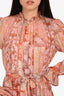 Zimmermann Pink/Multicolor Floral Print Sheer Maxi Belted Dress with Slip Size 2