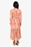Zimmermann Pink/Multicolor Floral Print Sheer Maxi Belted Dress with Slip Size 2