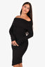 Entire Studios Black Off-Shoulder Ruched Long Sleeved Dress Size S