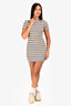 Staud Blue/Yellow Striped Short Sleeved Mini Dress Size XS