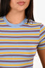 Staud Blue/Yellow Striped Short Sleeved Mini Dress Size XS