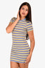 Staud Blue/Yellow Striped Short Sleeved Mini Dress Size XS