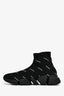 Balenciaga Black Logo All Over Speed Sock Sneakers Size 7