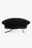 Max Mara Black Camelwool Leather Lined Beret Hat