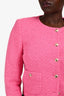Max Mara Studio Pink Cotton Blend Tweed Gold Button Jacket Size 10 US