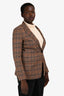 Max Mara Studio Brown/Burgundy Plaid Wool Single Button Blazer Size 8 US