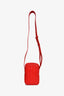 Bottega Veneta Red Leather Intrecciato Leather Phone Pouch