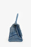 Balenciaga Blue Denim Patched Logo Embroidered Hourglass Bag with Strap