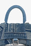 Balenciaga Blue Denim Patched Logo Embroidered Hourglass Bag with Strap
