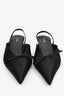 Balenciaga Black Satin Bow Knife Slingback Kitten Heels Size 41