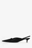 Balenciaga Black Satin Bow Knife Slingback Kitten Heels Size 41
