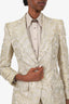 Dolce & Gabbana Gold Fleur-De-Lis Pattern Single Breasted Jacket + Trousers Size 42