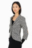 Smythe White/Black Plaid Elbow Patch Single Breasted Blazer Size 6