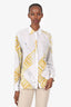 Versace Collection White/Yellow Print Button Up Blouse size 42