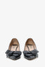 Miu Miu Black Patent Leather Bow Detail Pointed Heels Size 39.5