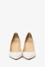 Christian Louboutin White Leather Pointed Heels Size 38.5