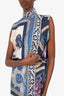 Salvatore Ferragamo Blue Silk Mock Neck Sleeveless Dress Size 42