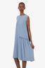 Salvatore Ferragamo Blue Silk Sleeveless Pleated Detail Dress Size 44