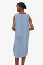Salvatore Ferragamo Blue Silk Sleeveless Pleated Detail Dress Size 44