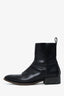 Brunello Cucinelli Black Leather Pointed Beaded Heel Ankle Boots Size 40
