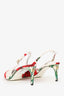 Dolce & Gabbana White/Red Poppy Print Sling Back Kitten Heels Size 40
