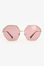 Valentino Gold Tone Metal Hexagonal Framed Sunglasses