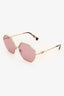Valentino Gold Tone Metal Hexagonal Framed Sunglasses