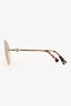 Valentino Gold Tone Metal Hexagonal Framed Sunglasses