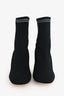 Miu Miu Black/Silver Logo Knit Ankle Boots Size 38.5