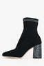 Miu Miu Black/Silver Logo Knit Ankle Boots Size 38.5
