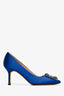 Manolo Blahnik Blue Satin Hangisi 70 Heels Size 36