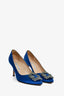 Manolo Blahnik Blue Satin Hangisi 70 Heels Size 36