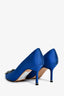 Manolo Blahnik Blue Satin Hangisi 70 Heels Size 36